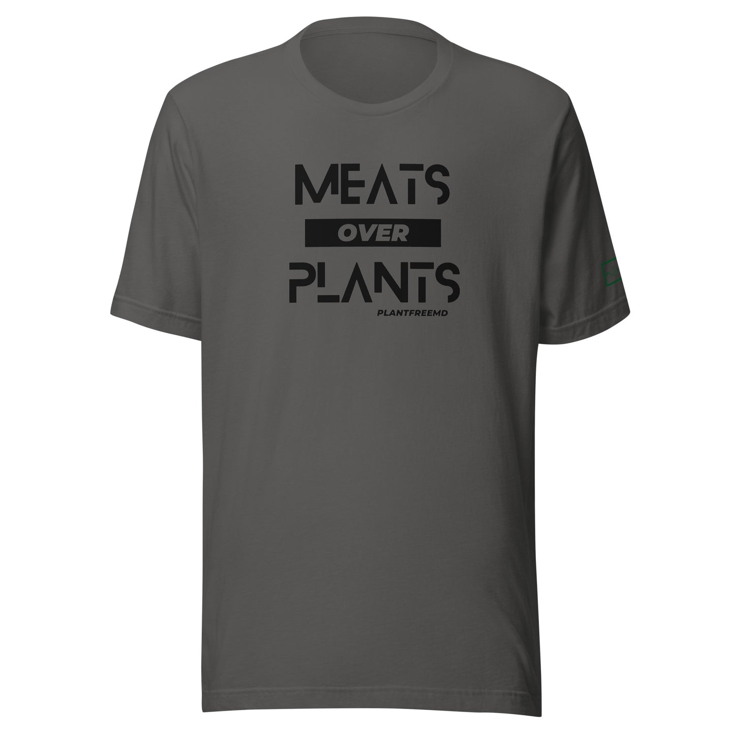 Meats Over Plants Unisex T-shirt Dark w/Embroidery Left Sleeve
